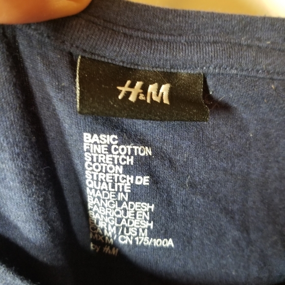 H&M BASIC MENS LONG SLEEVE NAVY BLUE CREW NECK - Picture 4 of 4